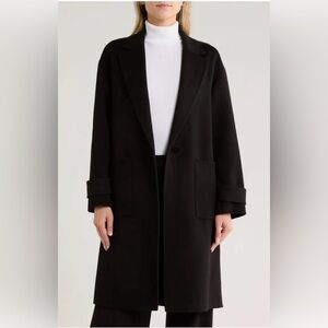 Black Coat / Theory Easy One-Button Wool & Cashmere Coat     NWOT